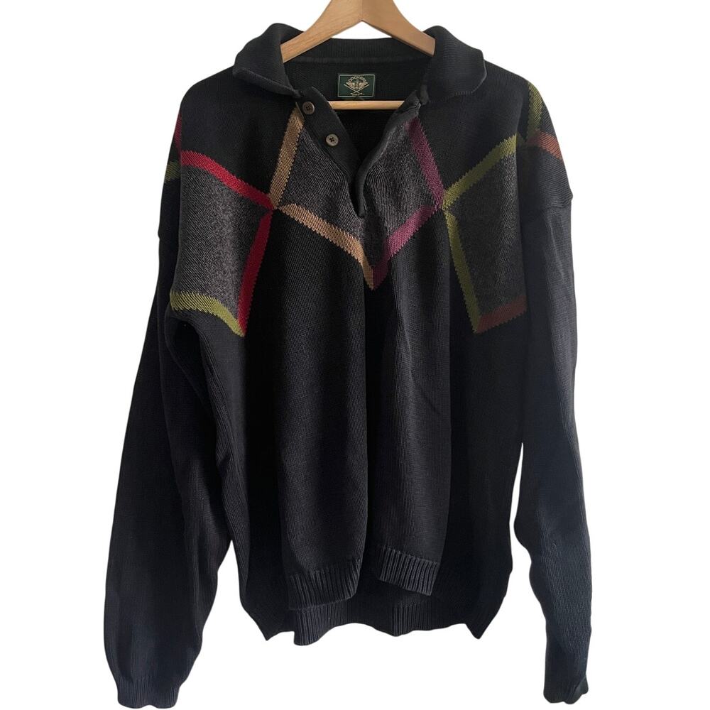 Dockers golf sweater argyle black, green, grey , red  size large